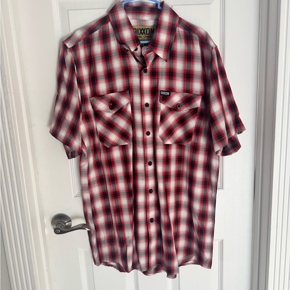 DIXXON Red and White Casual Button Down Shirt